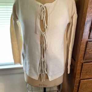 Soft knit tie front sweater